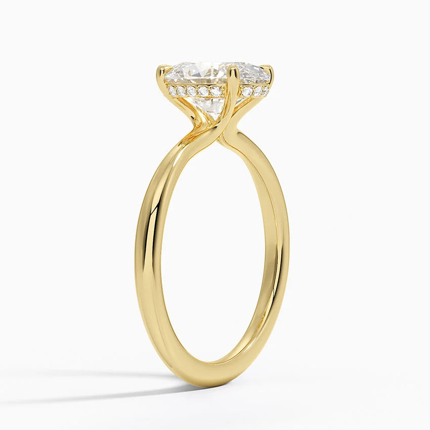 Freesia Hidden Halo Diamond Ring in 18K Yellow Gold