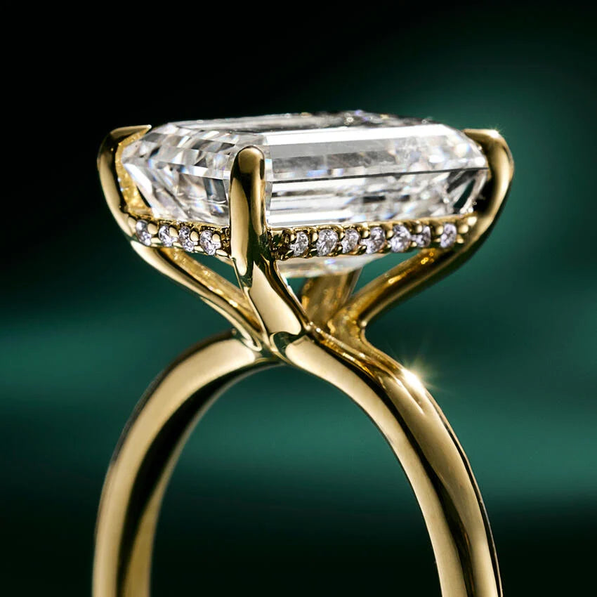 Freesia Hidden Halo Diamond Ring in 18K Yellow Gold